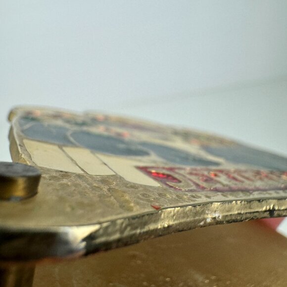 Vtg Jerusalem Souvenir Last Supper Religious Napkin Letter Holder Enamel Brass - Picture 16 of 16